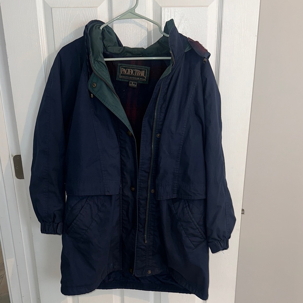 Pacific Trail Men's Blue and Green Raincoat